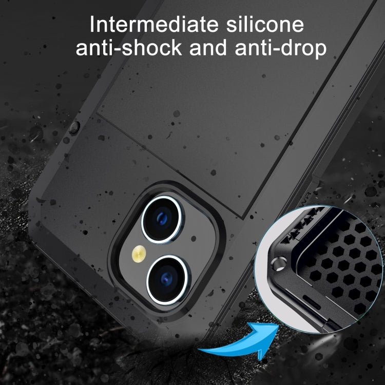 Para iPhone 15 Funda para Teléfono de Silicona y Metal a Prueba de Polvo, Resistente al Agua y a Prueba de Golpes (Negro) - MOVILSTORE