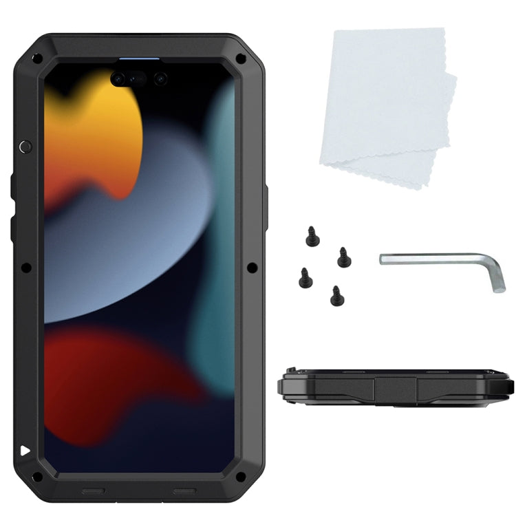 Para iPhone 15 Funda para Teléfono de Silicona y Metal a Prueba de Polvo, Resistente al Agua y a Prueba de Golpes (Negro) - MOVILSTORE