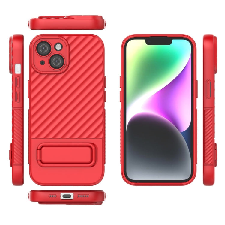 Para iPhone 15 Funda para Teléfono de TPU con Textura Ondulada y Película para Lentes (Rojo) - MOVILSTORE