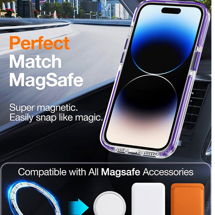 Para iPhone 15 Funda para Teléfono Magsafe TPU Transparente Híbrida a Prueba de Golpes para PC (Naranja) - MOVILSTORE
