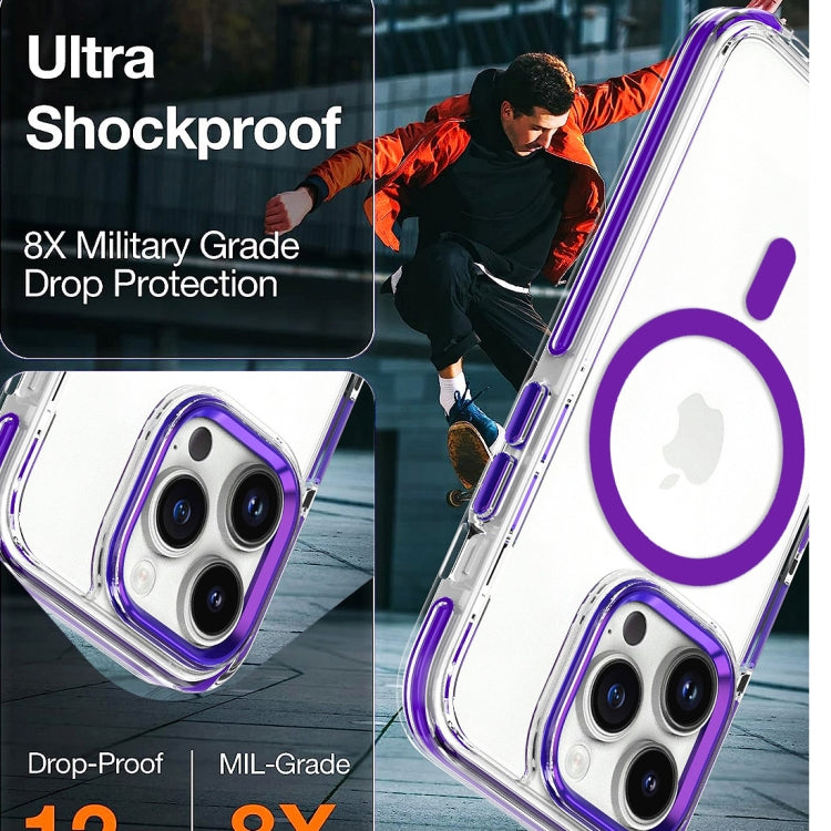 Para iPhone 15 Funda para Teléfono Magsafe TPU Transparente Híbrida a Prueba de Golpes para PC (Naranja) - MOVILSTORE