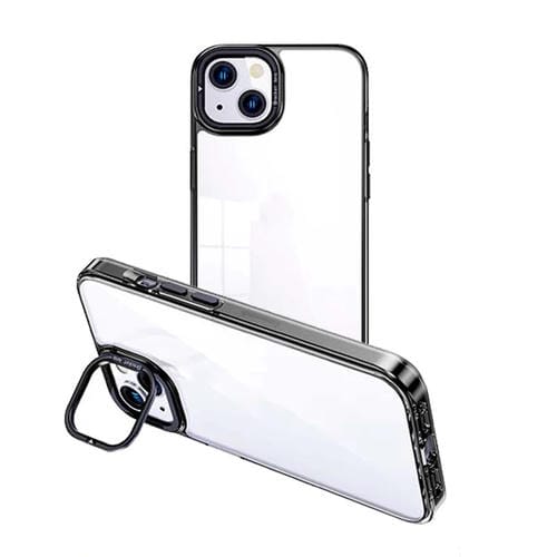 Para iPhone 15 Funda Transparente para Teléfono con Soporte para Cámara Invisible (Negro) - MOVILSTORE
