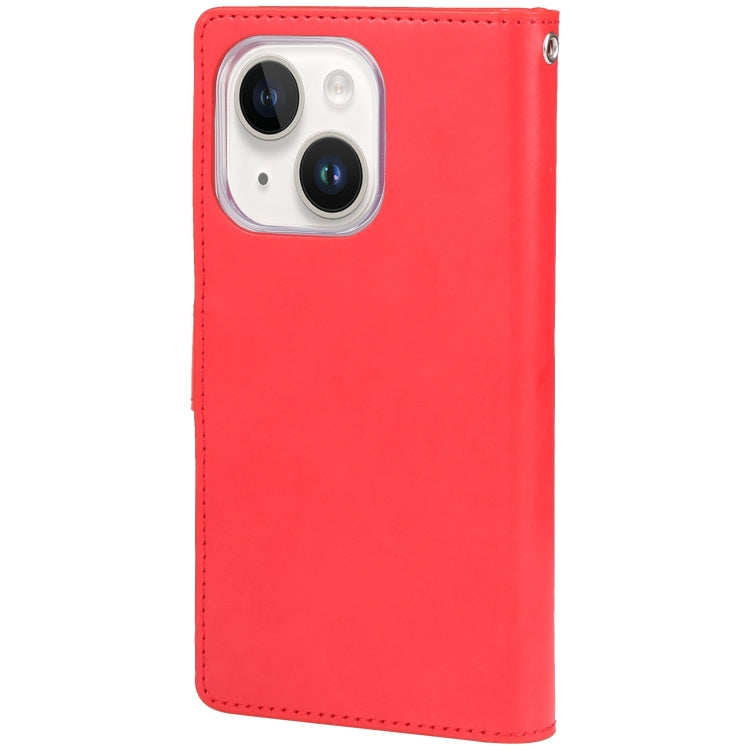 Para iPhone 15 Goospery Mansoor Diary Funda de Cuero para Teléfono con 9 Ranuras para Tarjetas (Rojo) - MOVILSTORE