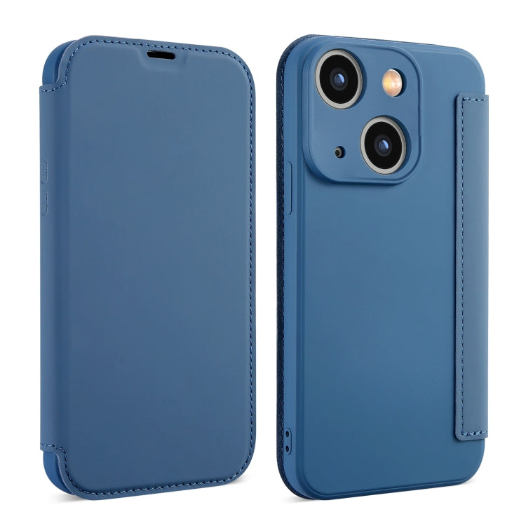 Para iPhone 15 Imitate Liquid Skin Feel Leather Phone Case con Ranuras para Tarjetas (Bule) - MOVILSTORE