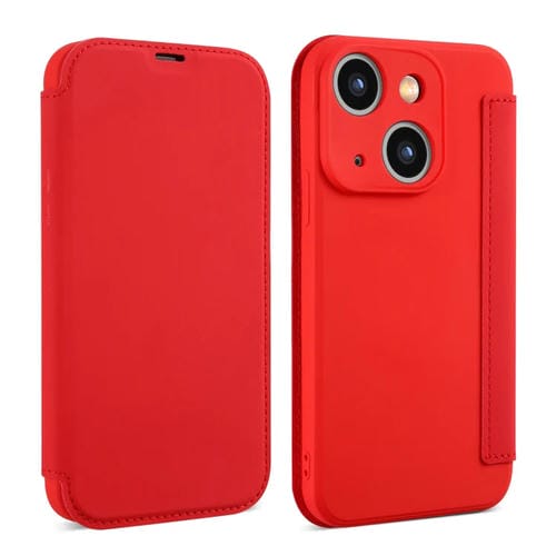 Para iPhone 15 Imitate Liquid Skin Feel Leather Phone Case con Ranuras para Tarjetas (Rojo) - MOVILSTORE