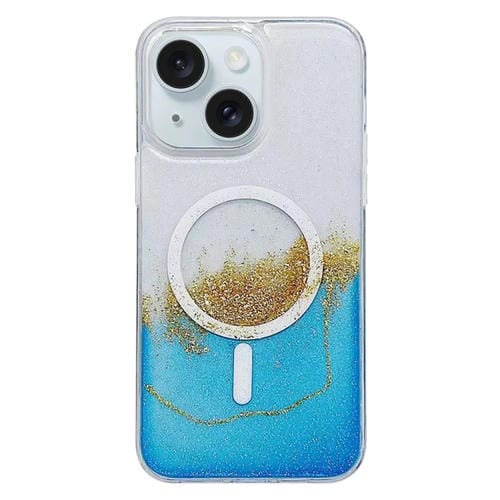 Para iPhone 15 Magsafe Gilding Hybrid Clear TPU Funda para Teléfono (Azul) - MOVILSTORE