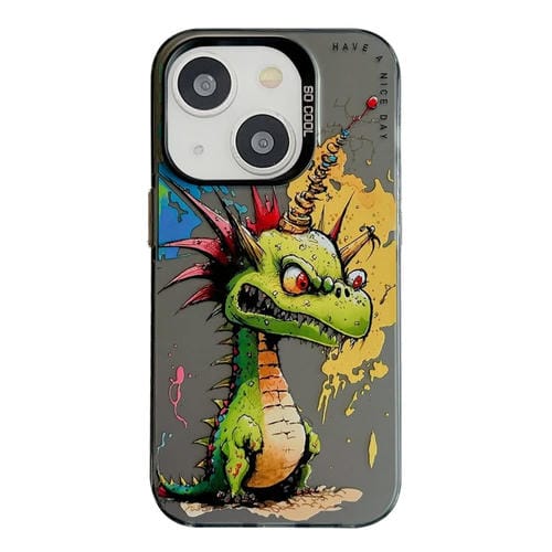 Para iPhone 15 Patrón de Animales Serie de Pintura al Óleo PC + Funda para Teléfono TPU (Dragón) - MOVILSTORE