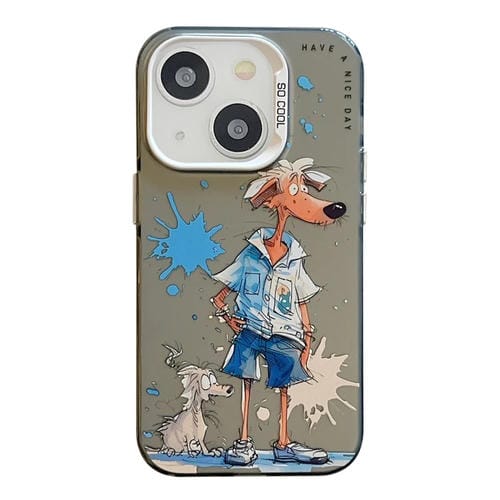 Para iPhone 15 Patrón de Animales Serie de Pintura al Óleo PC + Funda para Teléfono TPU (Lobo) - MOVILSTORE