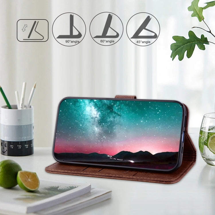Para iPhone 15 Sensación de Piel Textura de Cuero Aceitoso Funda para Teléfono Pu + TPU (Marrón) - MOVILSTORE