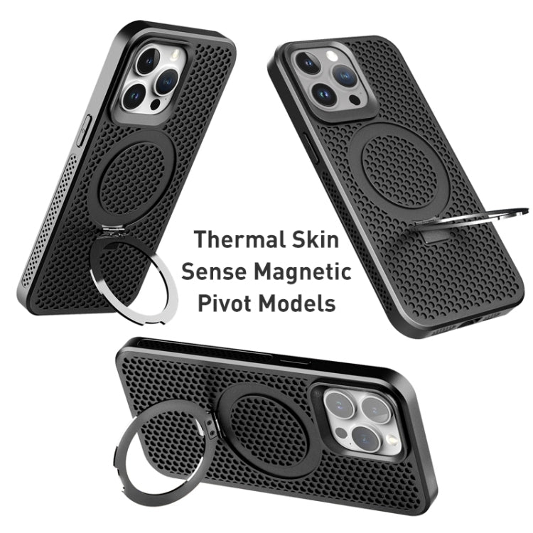 Para iPhone 15 Skin Feel PC + TPU Funda Magnética para Teléfono Magsafe con Enfriamiento y Soporte (Púrpura) - MOVILSTORE