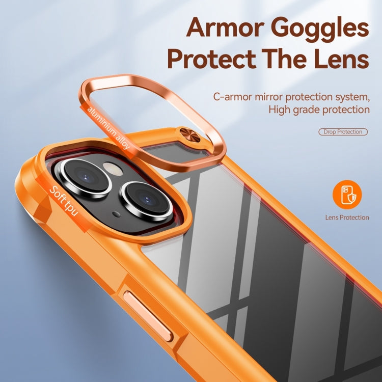 Para iPhone 15 TPU + PC Funda para Teléfono con Protección de Lente (Naranja) - MOVILSTORE
