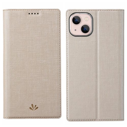 Para iPhone 15 Vili Dmx Series Funda con Tapa Horizontal de Atracción Magnética de Cuero TPU + Pu a Prueba de Golpes (Dorado) - MOVILSTORE