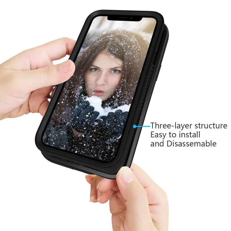 Para iPhone 15 Wave Pattern 3 En 1 Funda de Silicona + PC para Teléfono (Negro) - MOVILSTORE